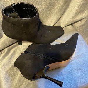 Sexy Black Shiny Stiletto Heel Suede Bootie